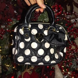 Betsey Johnson Black and White Mini Bag with Bow